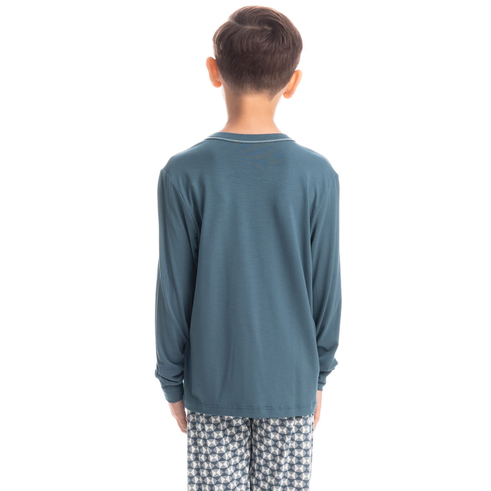 Pijama Masculino Longo Infantil Snow Tombini Azul-2 - Imagem 2