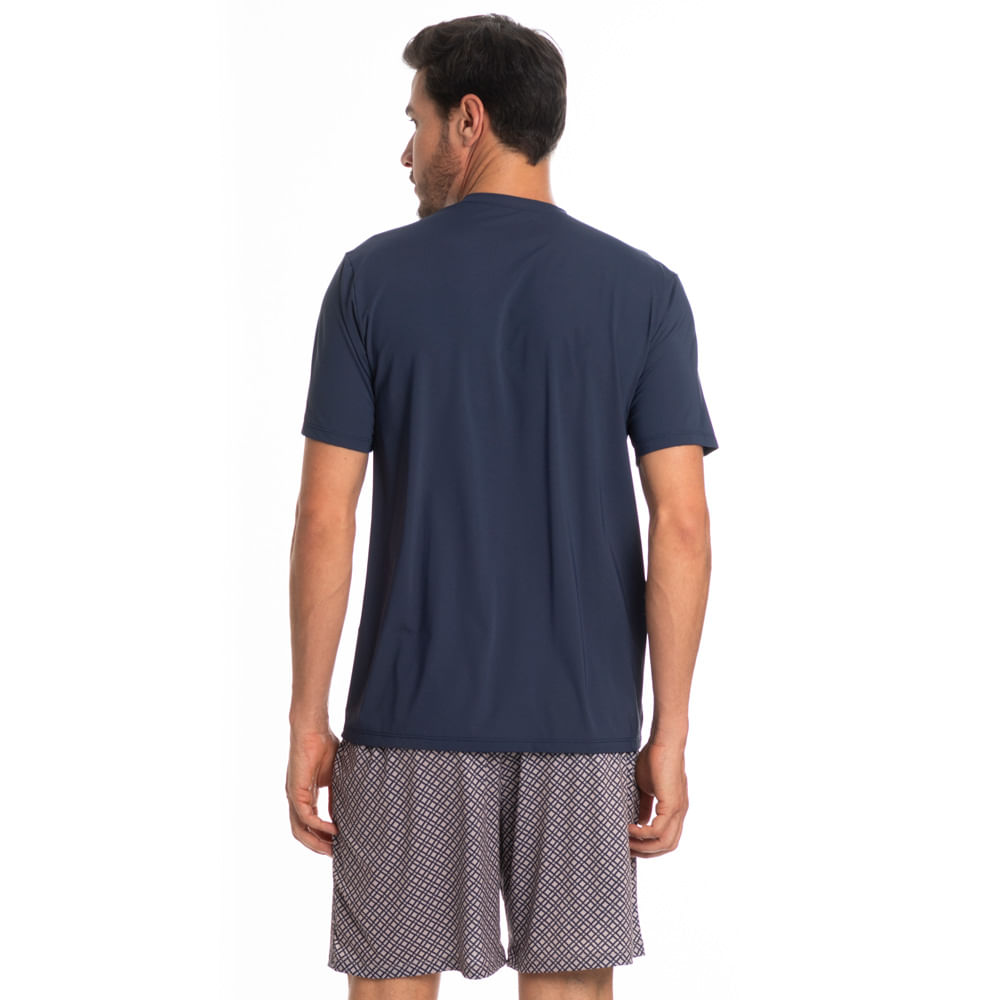 Pijama Masculino Curto Vitório Tombini Azul-marinho - Imagem 2