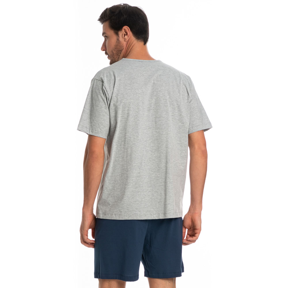 Pijama Masculino Curto Abotoado André Azul-marinho - Imagem 2