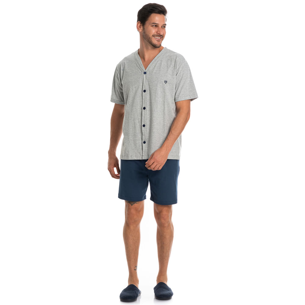 Pijama Masculino Curto Abotoado André - Imagem 3 - Mobile