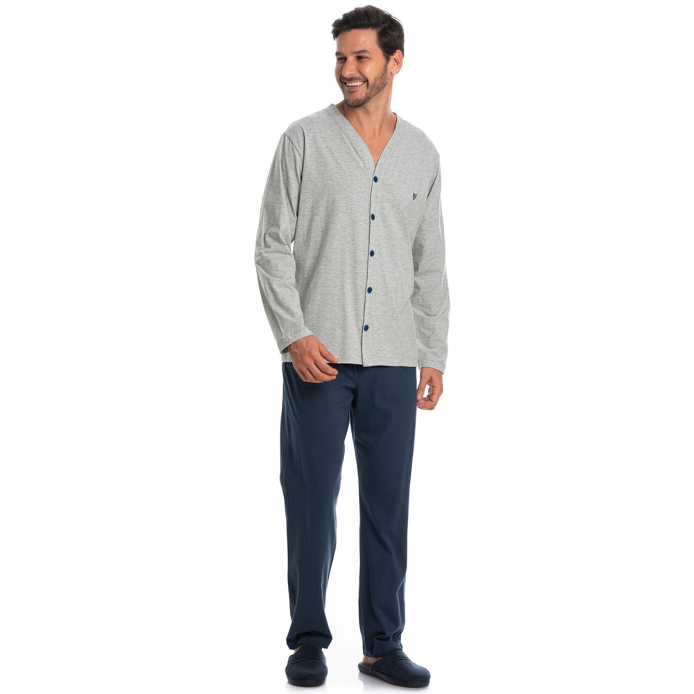 Pijama Masculino Longo Abotoado André - Imagem 3 - Mobile
