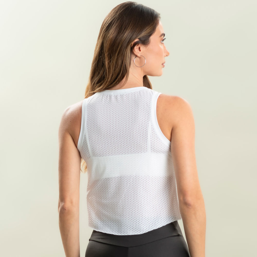 Regata Tela Crop Pulse Vivame Branco - Imagem 2