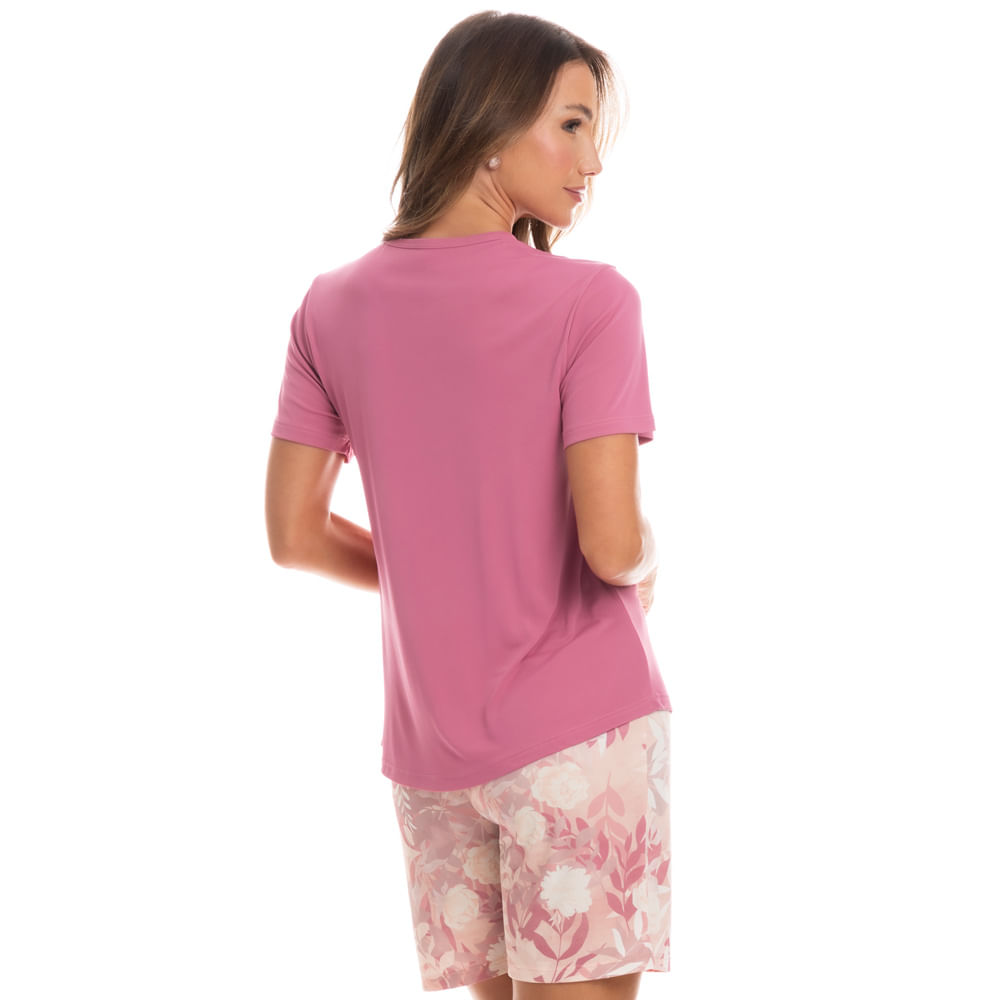 Pijama Feminino Shortão Olga Rosa - Imagem 2