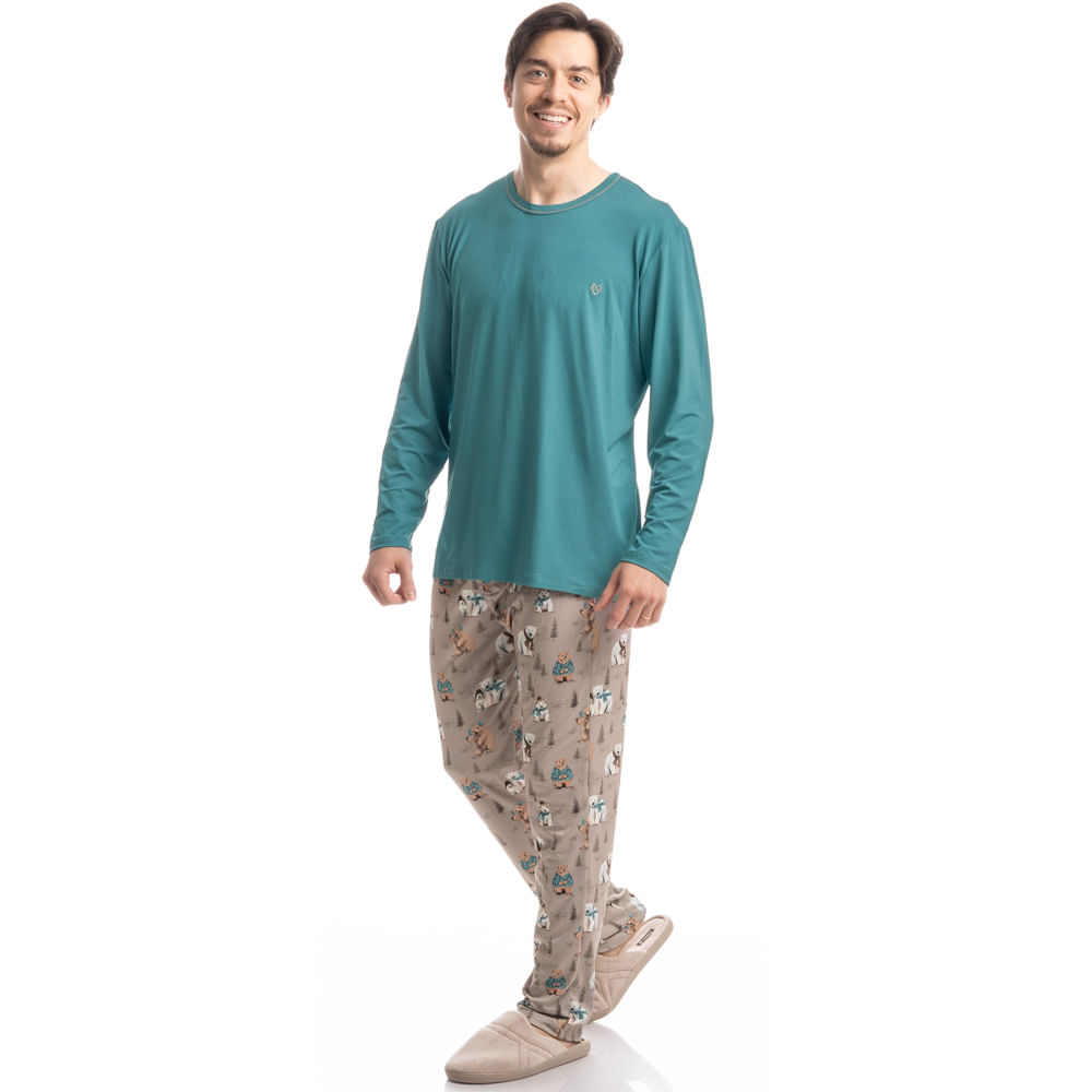 Pijama Masculino Longo Teddy - Imagem 3 - Mobile