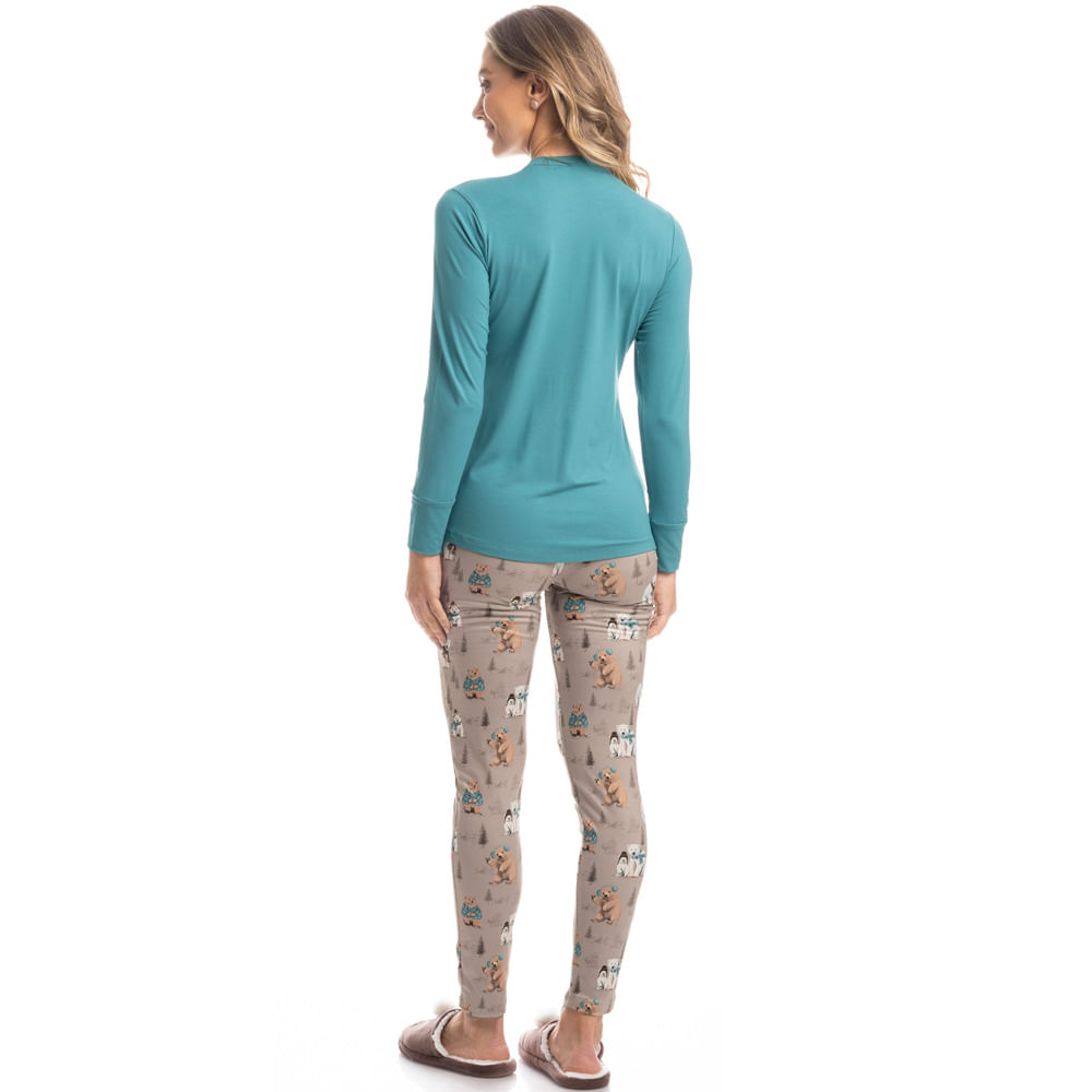 Pijama Feminino Legging Teddy - Imagem 4 - Mobile