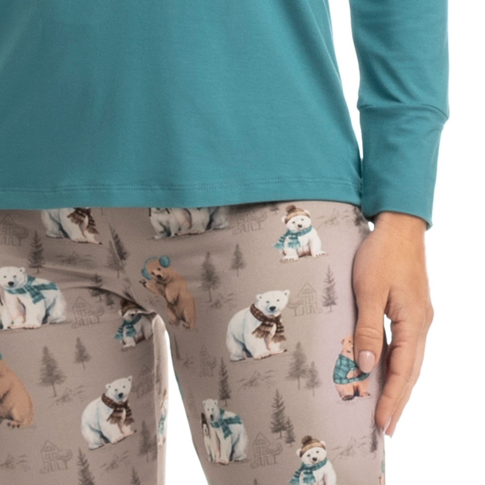 Pijama Feminino Legging Teddy - Imagem 5 - Mobile
