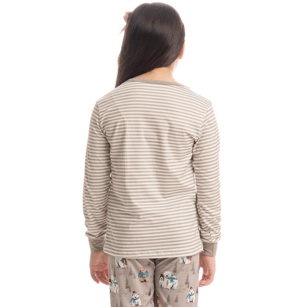Pijama Longo Infantil Unissex Teddy Bege - Imagem 2