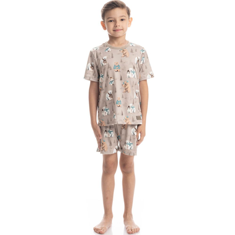 Pijama Curto Infantil Unissex Teddy - Imagem 3 - Mobile