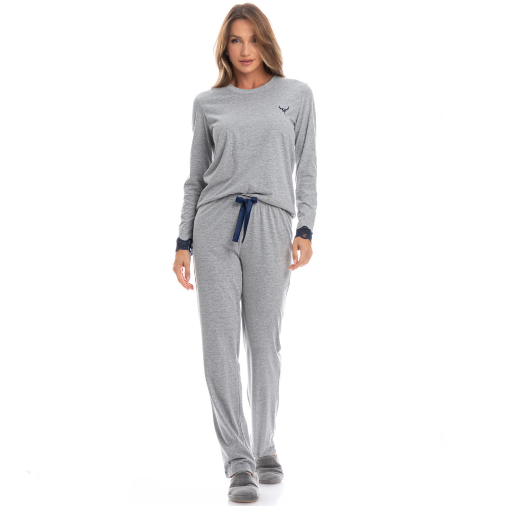 Pijama Feminino Longo Paola - Imagem 3 - Mobile