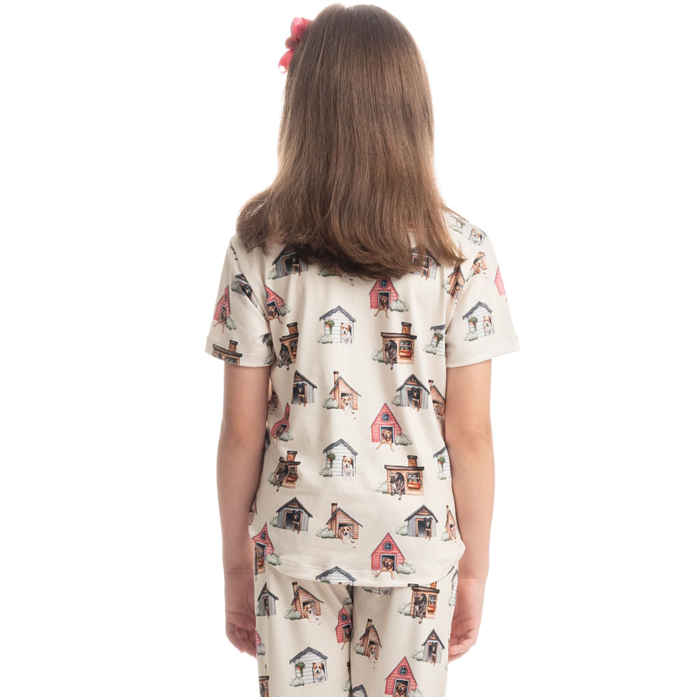 Pijama Infantil Longo Manga Curta Vira Latas - Imagem 2 - Mobile
