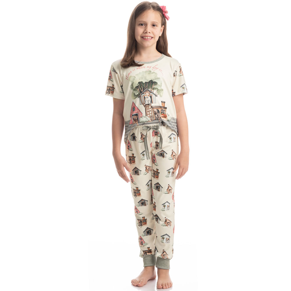 Pijama Infantil Longo Manga Curta Vira Latas - Imagem 3 - Mobile