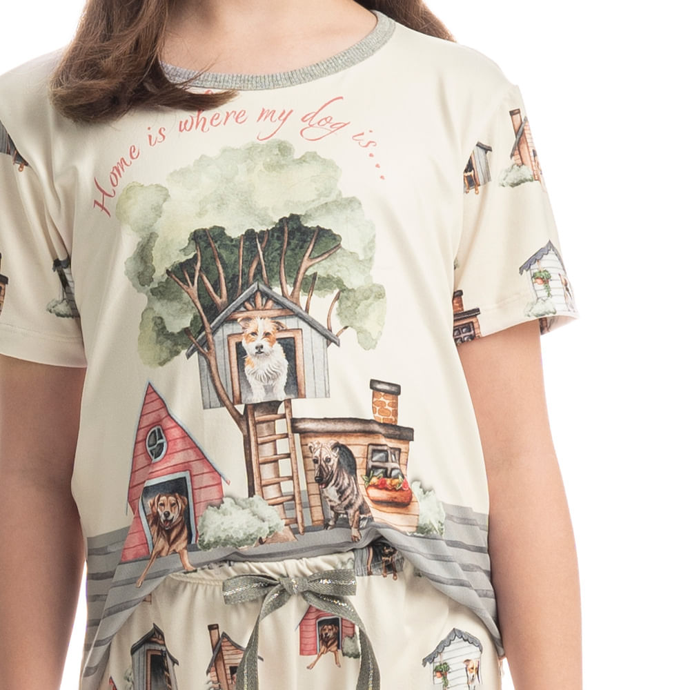 Pijama Infantil Longo Manga Curta Vira Latas - Imagem 5 - Mobile