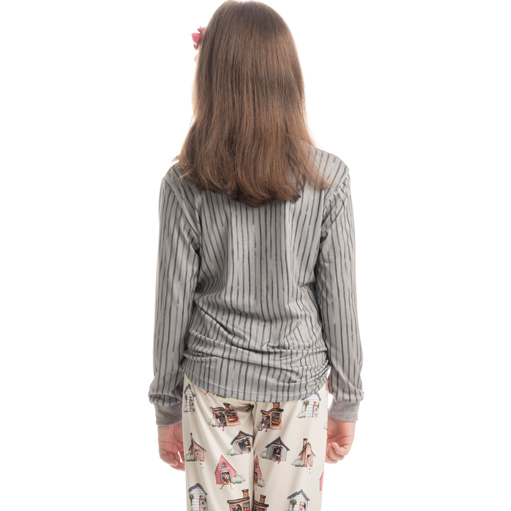 Pijama Longo Infantil Vira Latas Cinza - Imagem 2