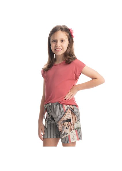 Pijama Curto Infantil Vira Latas Cinza - Imagem 1