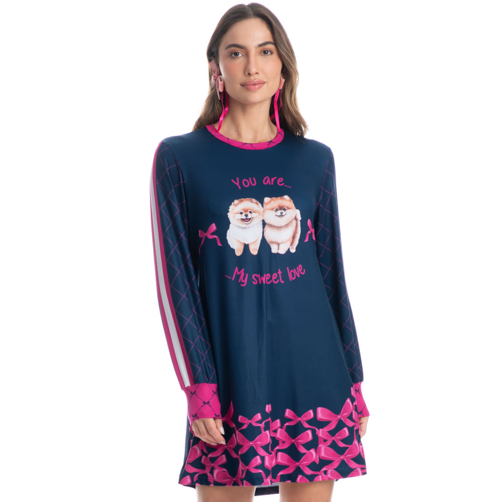 Camisão Manga Longa Lyla Sweet Rosa-2 - Imagem 1