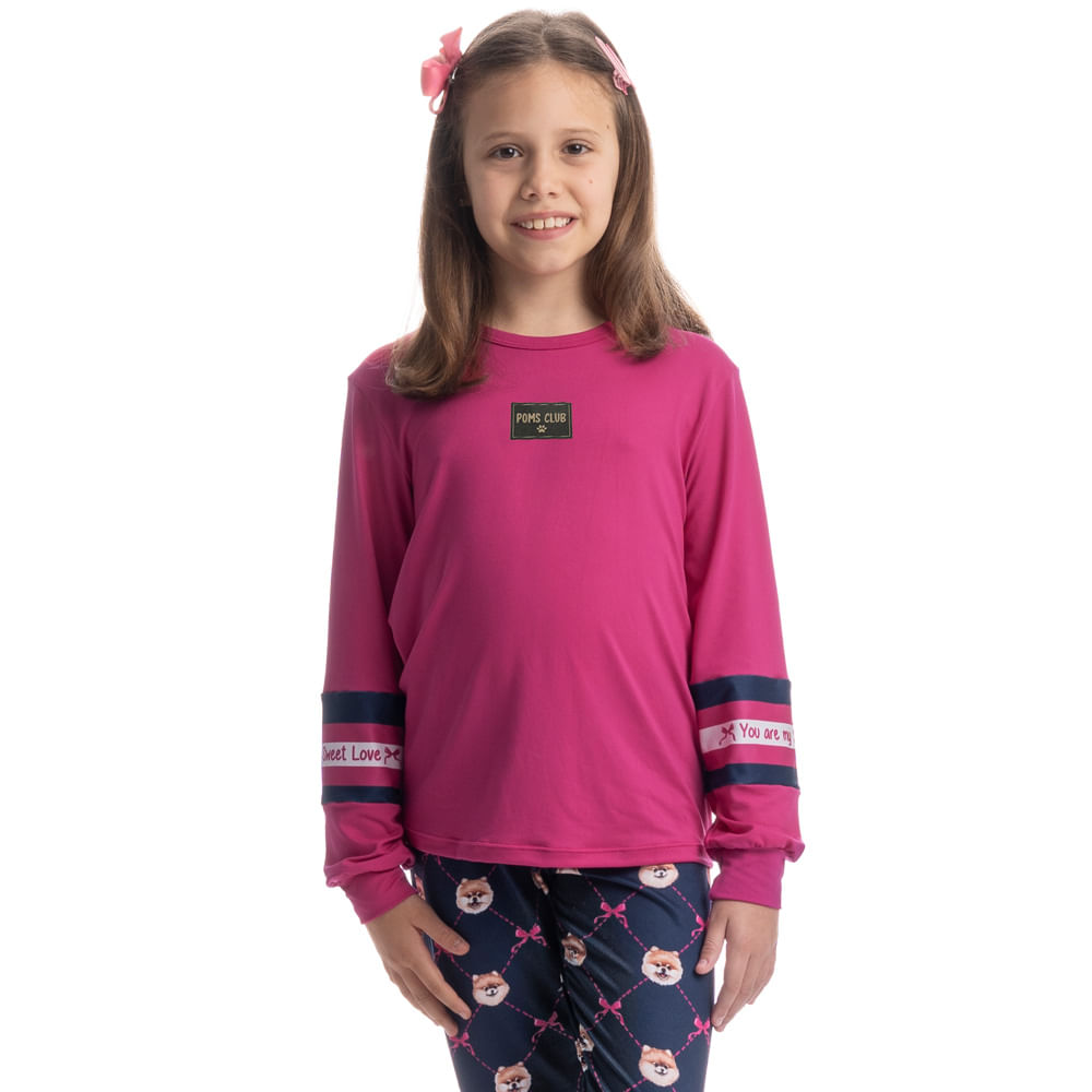 Pijama Longo Infantil Lyla Sweet Rosa-2 - Imagem 1