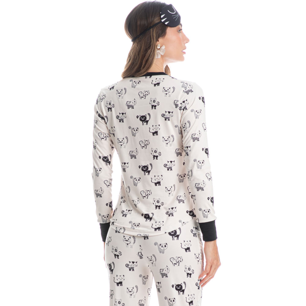 Pijama Feminino Longo Fred Preto - Imagem 2