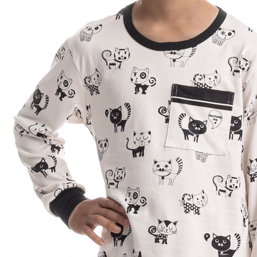 Pijama Longo Infantil Unissex Fred Preto - Imagem 2