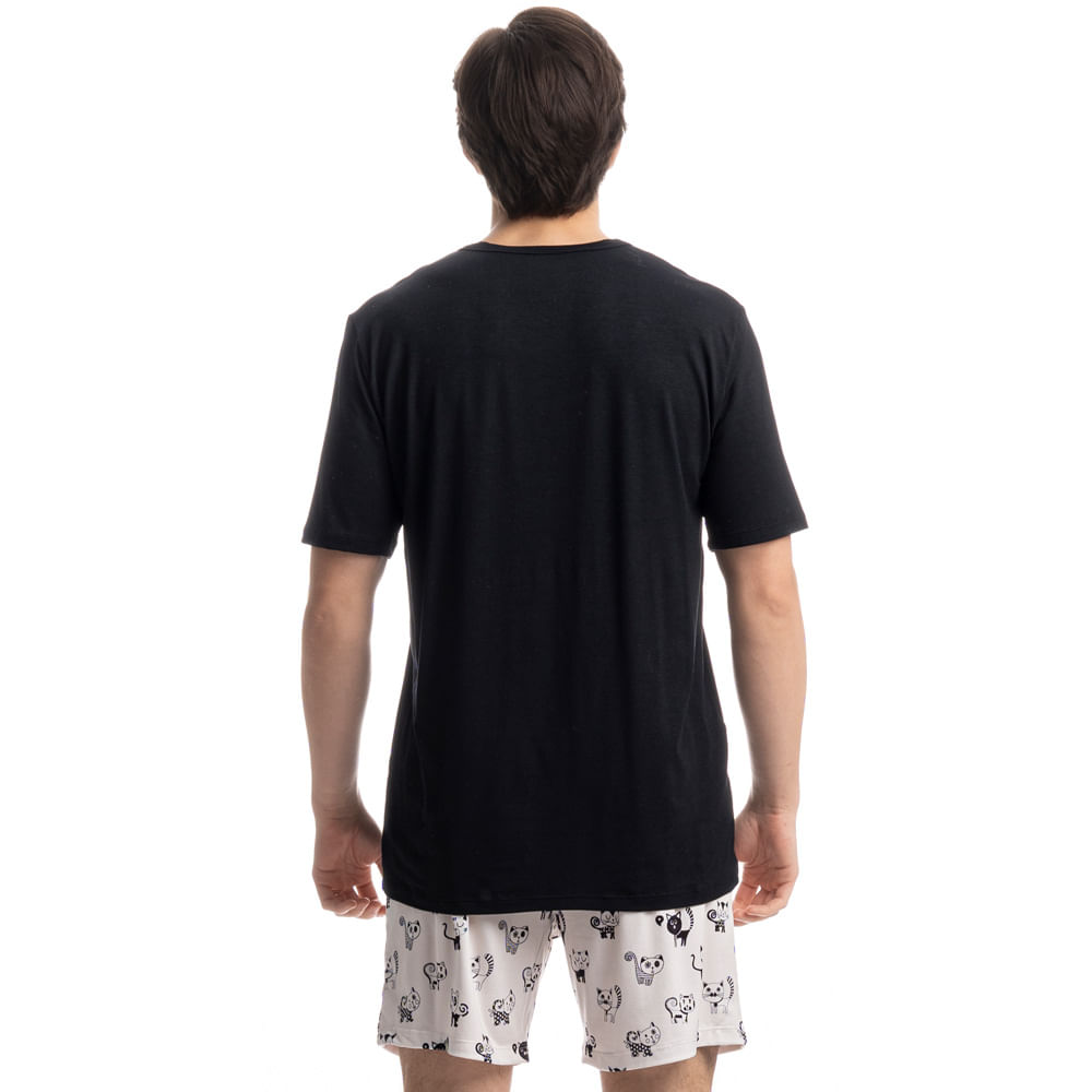 Pijama Masculino Curto Fred Preto - Imagem 2