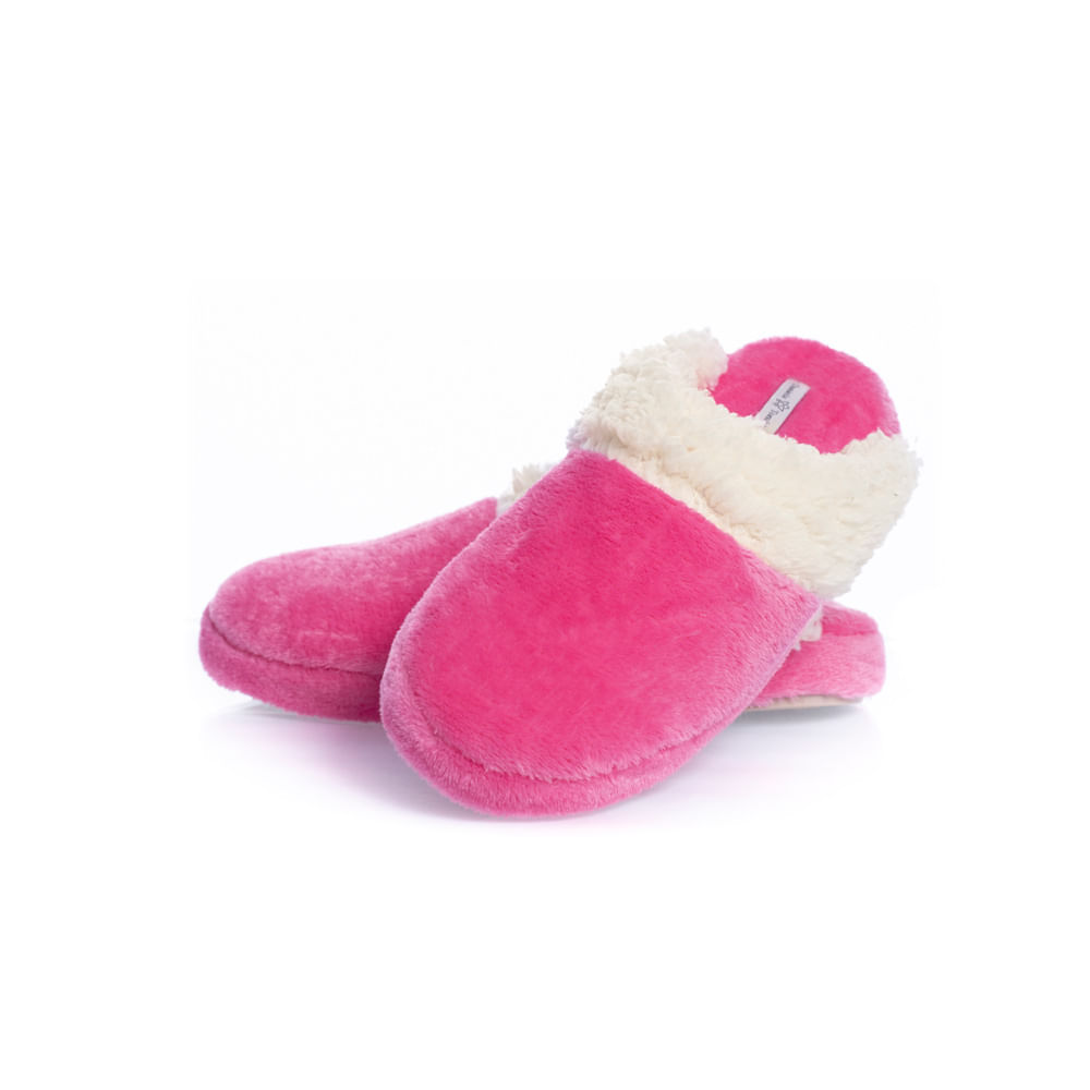 Chinelo Feminino Em Fleece Fran Rosa-2 - Imagem 1