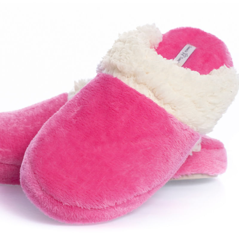 Chinelo Feminino Em Fleece Fran Rosa-2 - Imagem 2