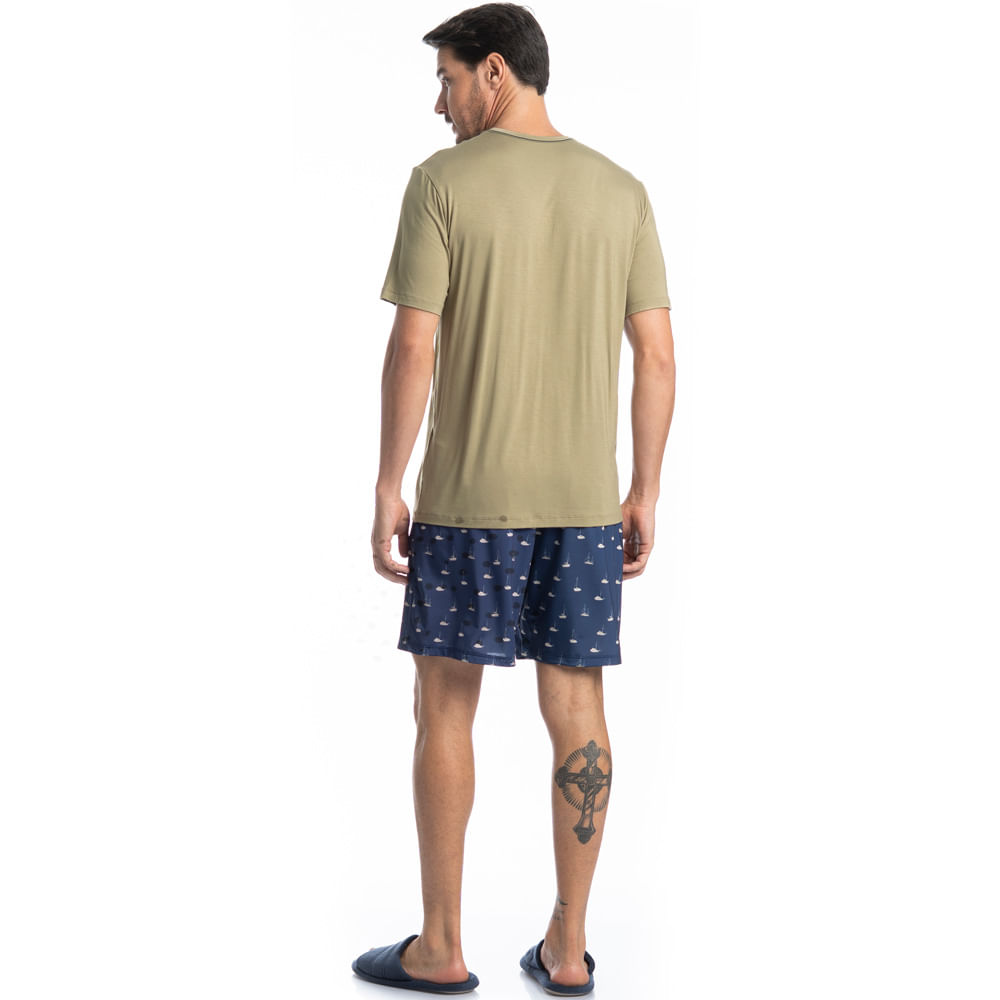 Pijama Masculino Curto Barcos Tombini - Imagem 4 - Mobile
