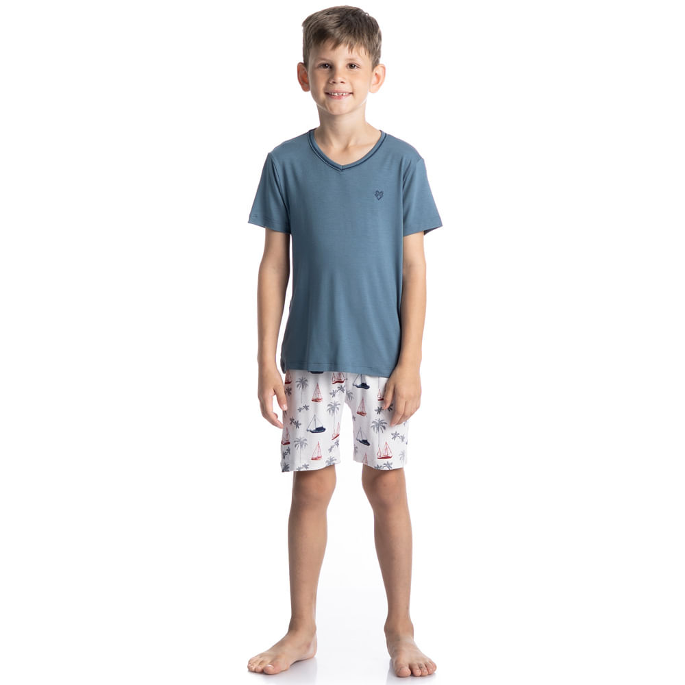 Pijama Curto Infantil Masculino Veleiro Tombini - Imagem 3 - Mobile