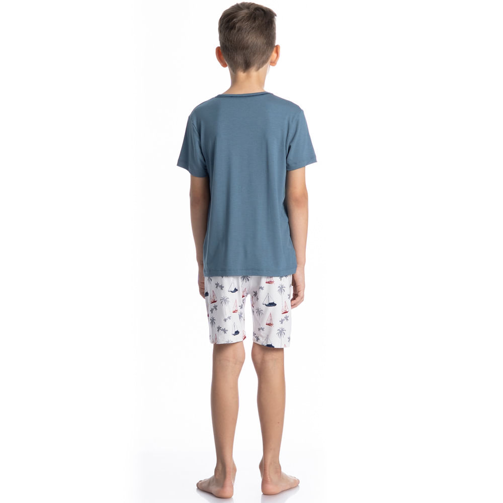 Pijama Curto Infantil Masculino Veleiro Tombini - Imagem 4 - Mobile