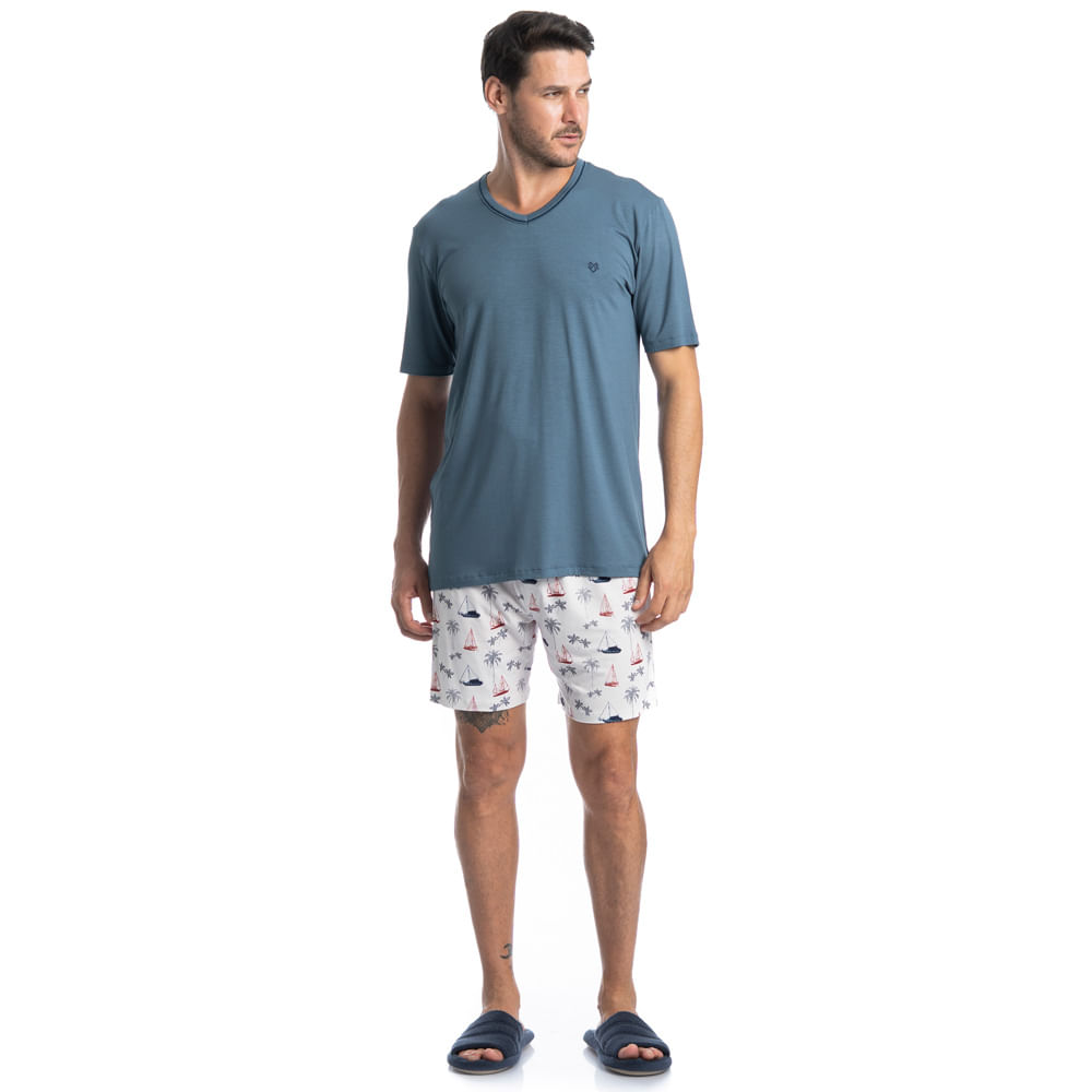 Pijama Masculino Curto Veleiro Tombini - Imagem 3 - Mobile