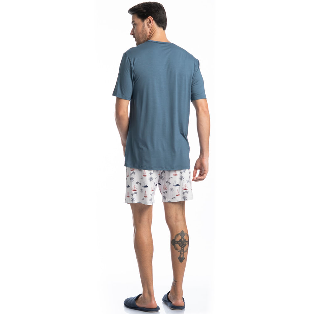 Pijama Masculino Curto Veleiro Tombini - Imagem 4 - Mobile