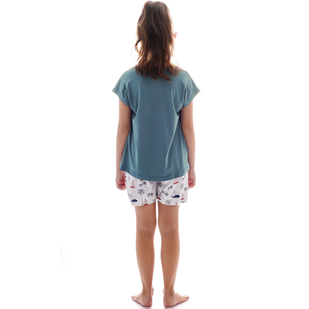 Pijama Curto Infantil Feminino Veleiro - Imagem 4 - Mobile