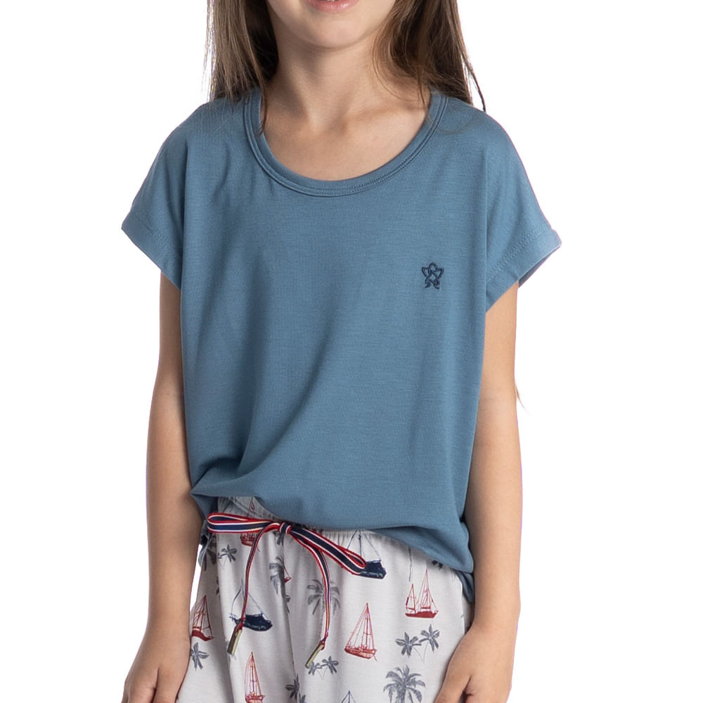 Pijama Curto Infantil Feminino Veleiro - Imagem 5 - Mobile