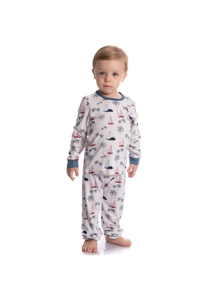 Pijama Unissex Infantil Longo Com Punho Veleiro Tombini Azul - Imagem 1