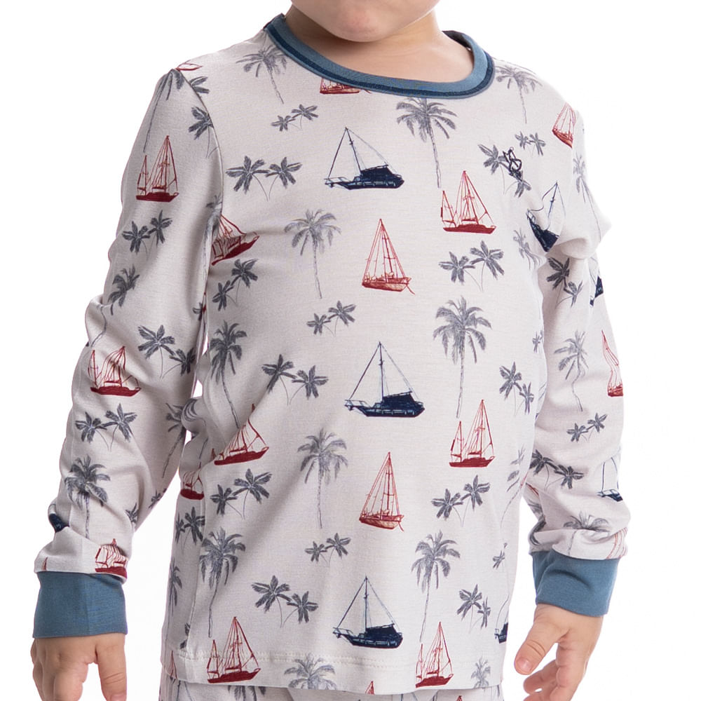Pijama Unissex Infantil Longo Com Punho Veleiro Tombini Azul - Imagem 2