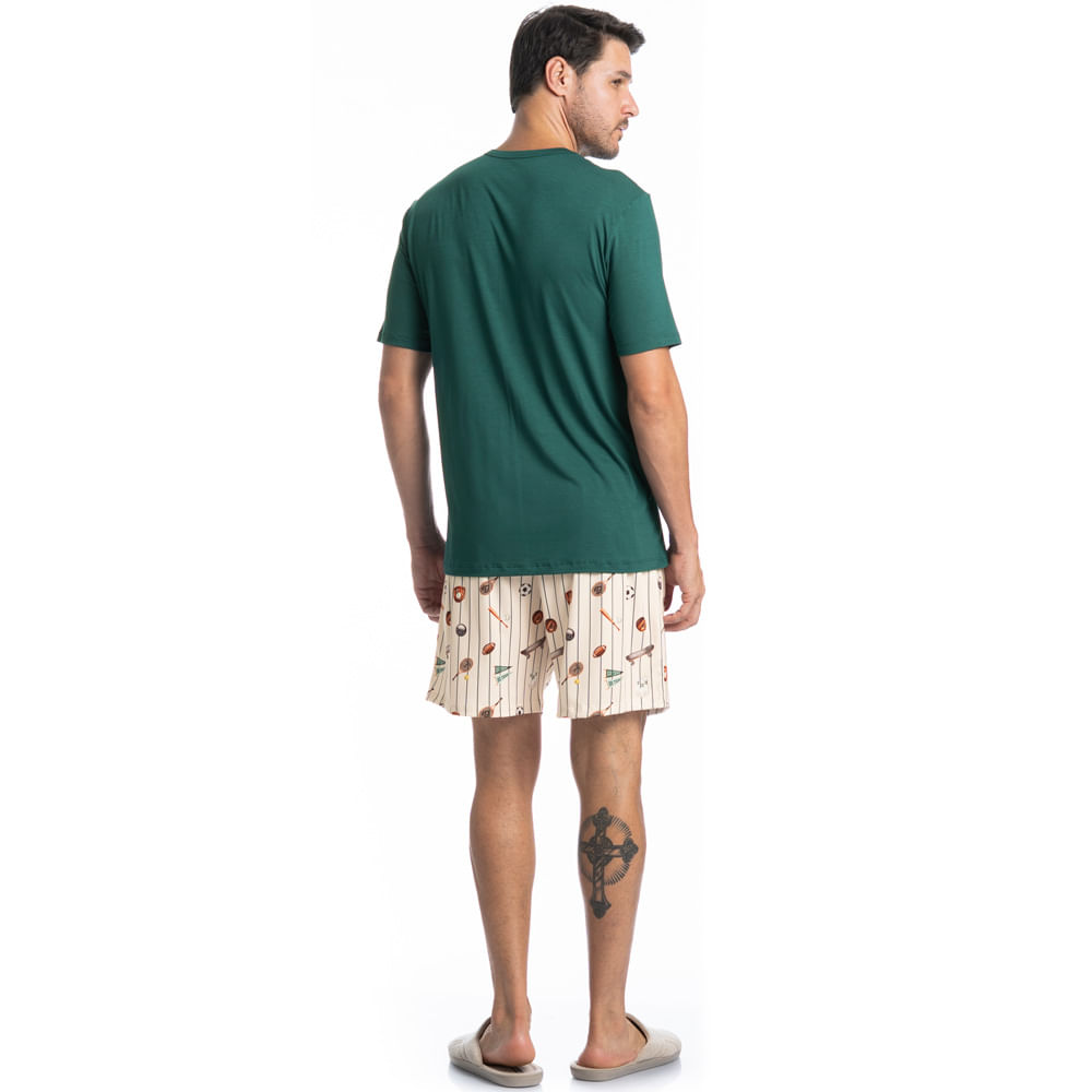 Pijama Masculino Curto Com Bolso Sport Tombini - Imagem 4 - Mobile