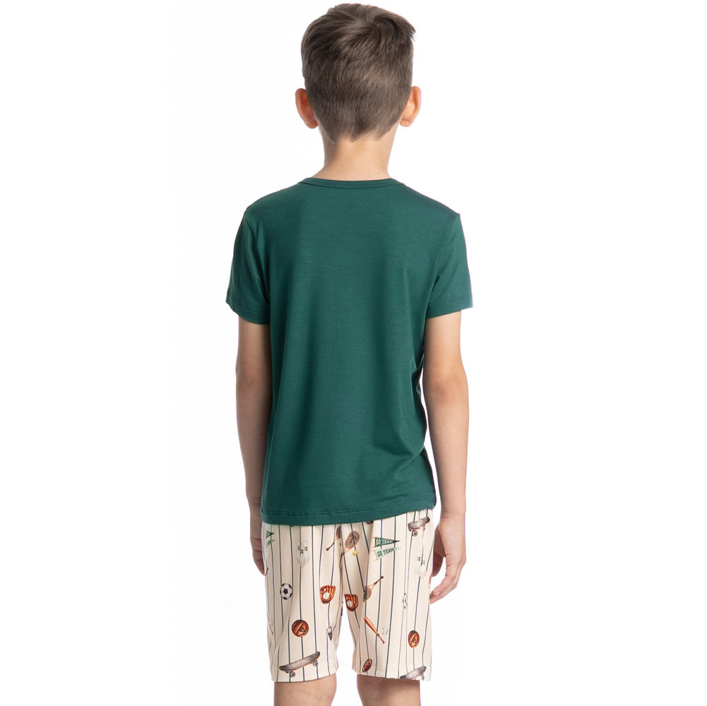 Pijama Curto Infantil Com Bolso Sport Verde - Imagem 2