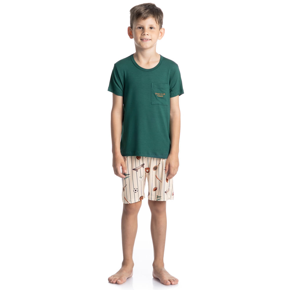 Pijama Curto Infantil Com Bolso Sport - Imagem 3 - Mobile