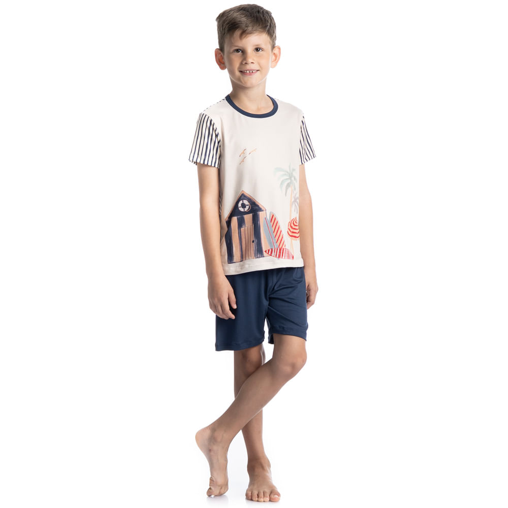 Pijama Curto Infantil Masculino Navy - Imagem 3 - Mobile