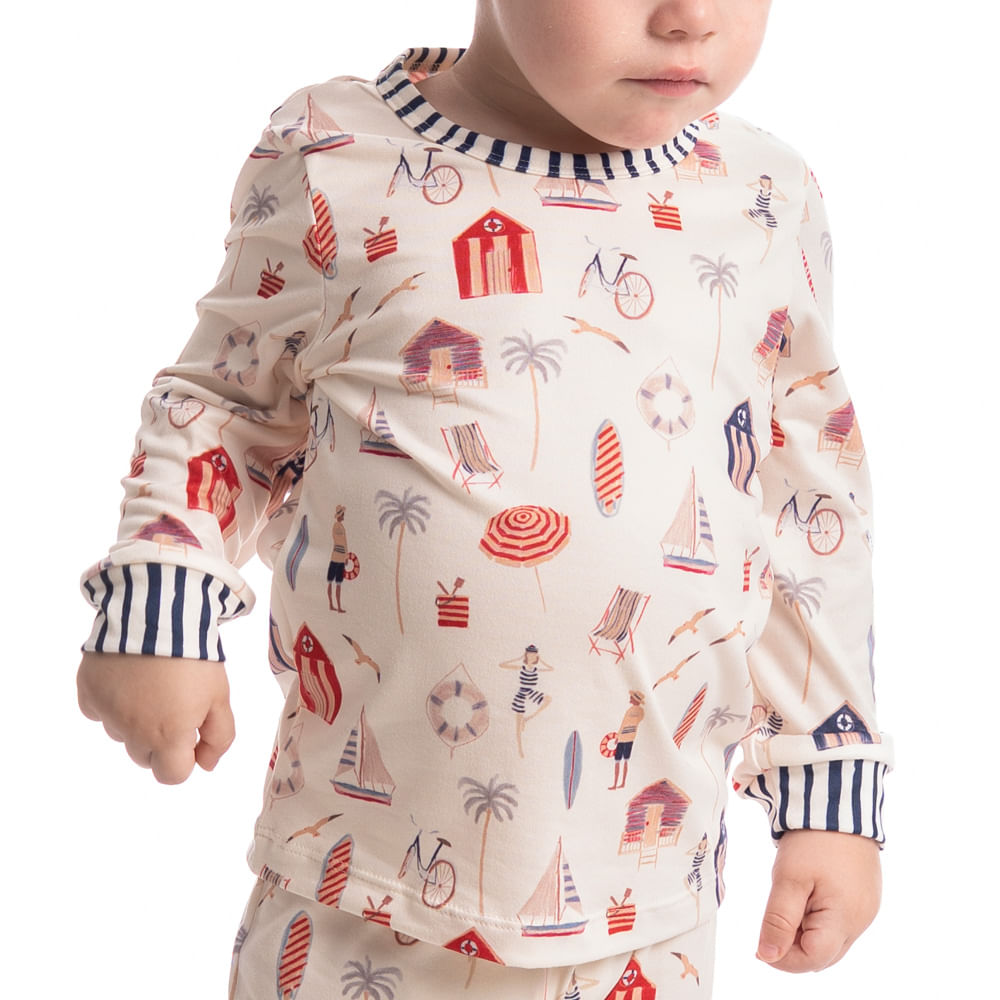 Pijama Unissex Infantil Longo Com Punho Navy Tombini - Imagem 2