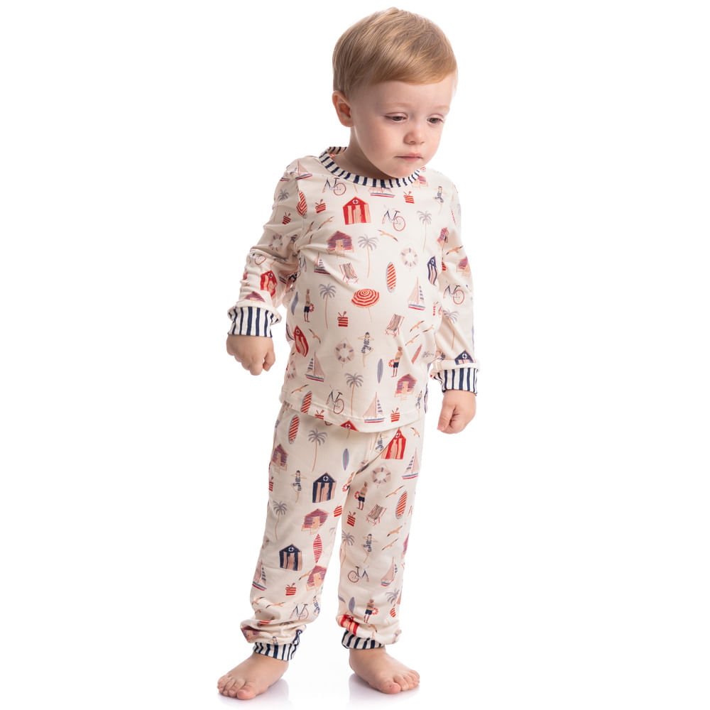 Pijama Unissex Infantil Longo Com Punho Navy Tombini - Imagem 1