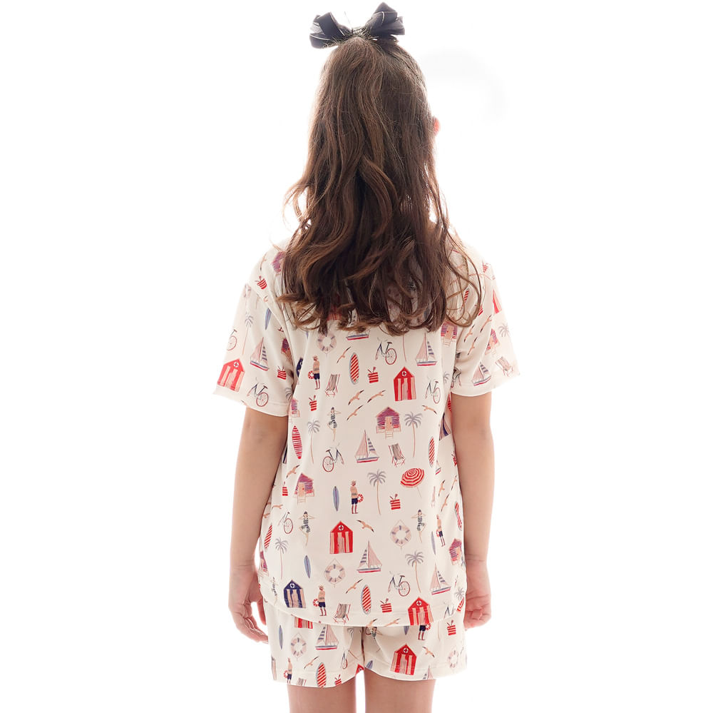 Pijama Curto Infantil Feminino Navy Azul-marinho - Imagem 2