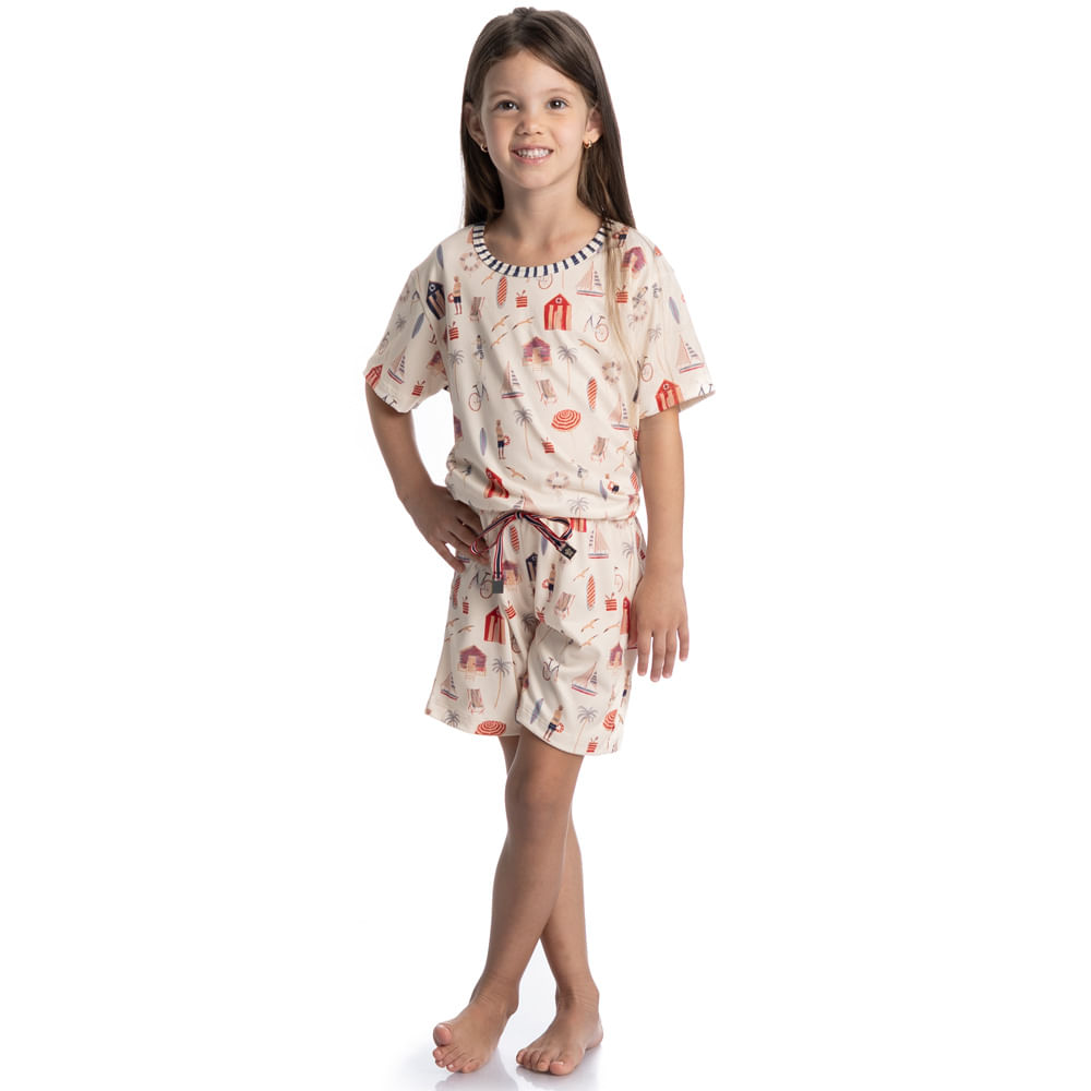 Pijama Curto Infantil Feminino Navy - Imagem 3 - Mobile