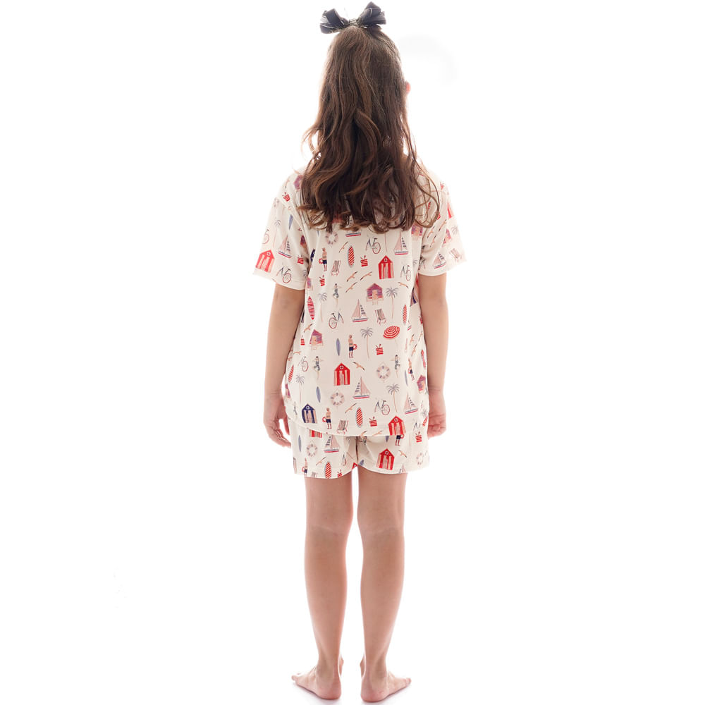 Pijama Curto Infantil Feminino Navy - Imagem 4 - Mobile