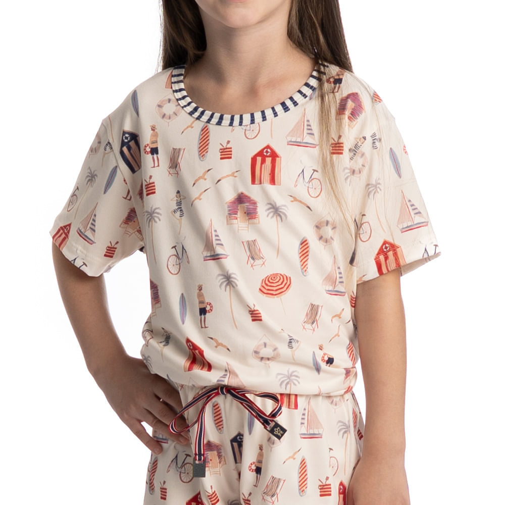 Pijama Curto Infantil Feminino Navy - Imagem 5 - Mobile