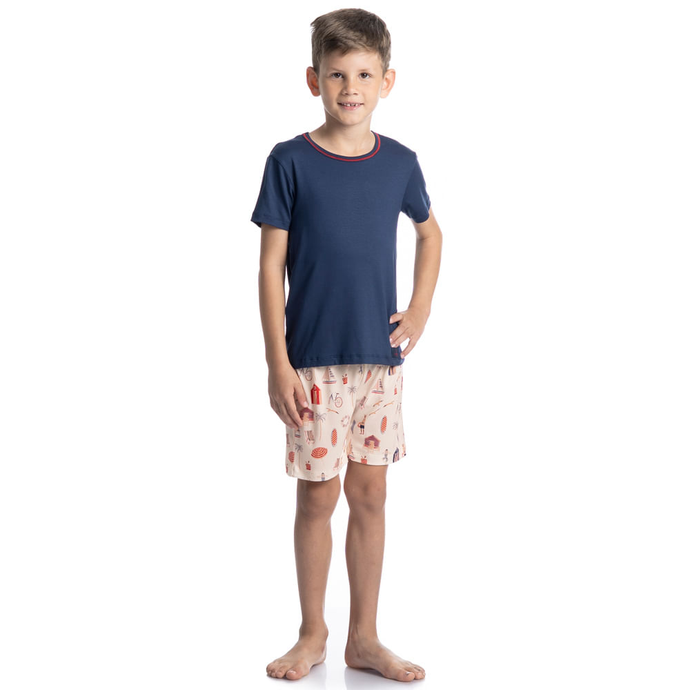 Pijama Masculino Curto Infantil Navy Tombini - Imagem 3 - Mobile