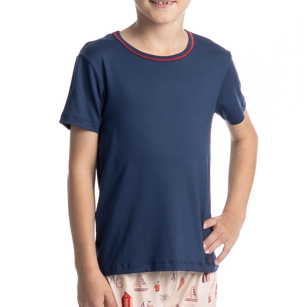 Pijama Masculino Curto Infantil Navy Tombini - Imagem 5 - Mobile