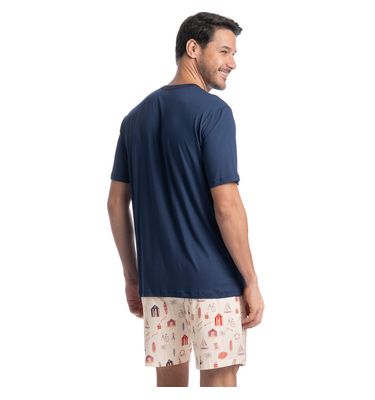 Pijama Masculino Curto Navy Tombini - Imagem 2 - Mobile