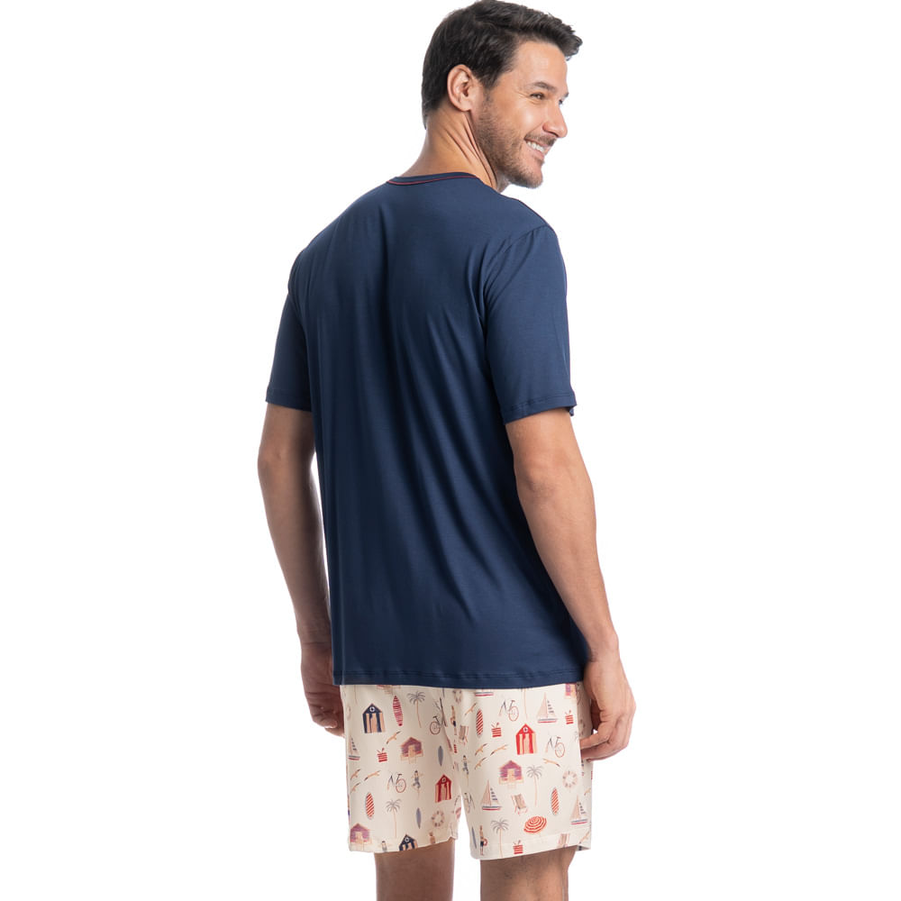 Pijama Masculino Curto Navy Tombini Azul-marinho - Imagem 2