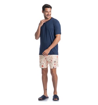 Pijama Masculino Curto Navy Tombini - Imagem 3 - Mobile