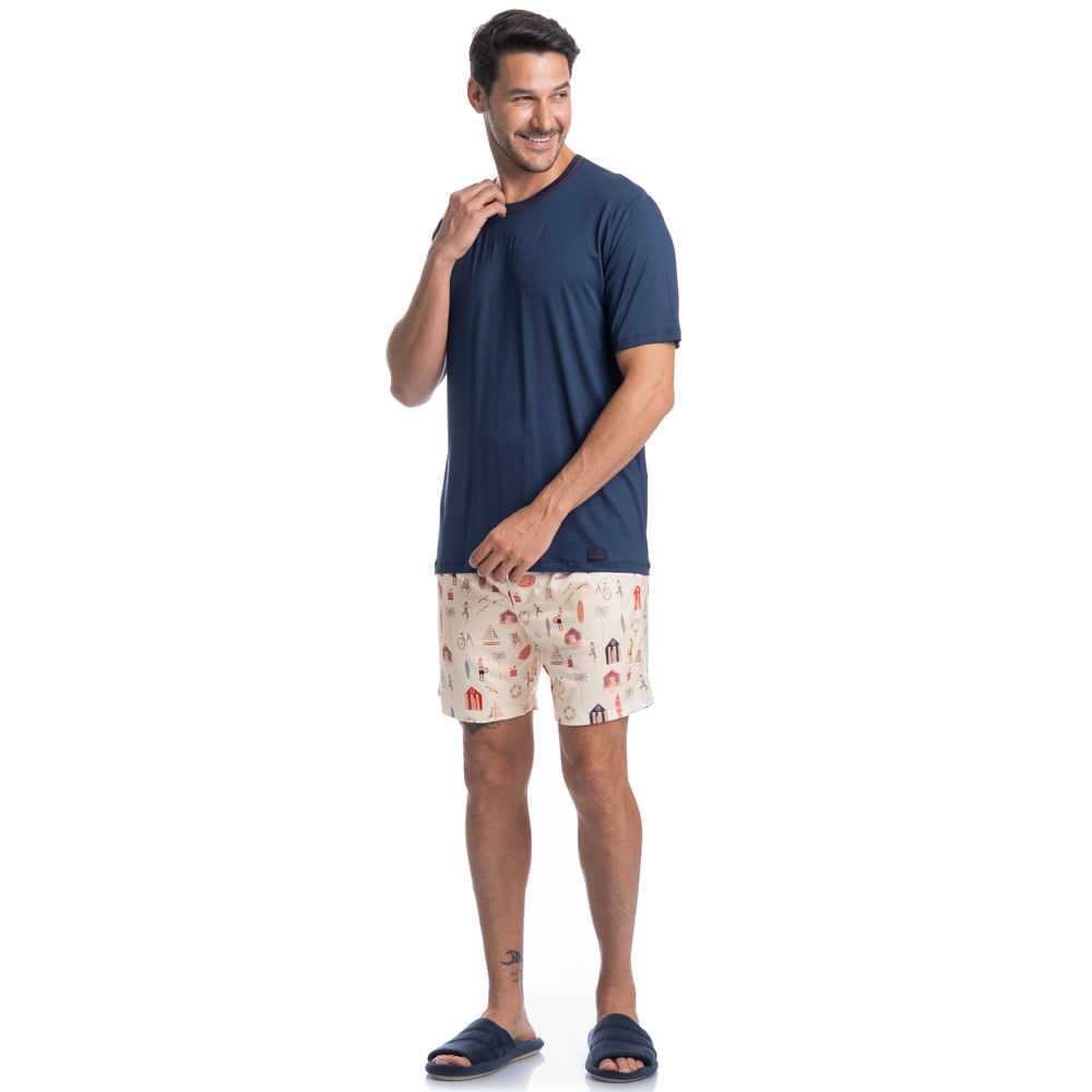 Pijama Masculino Curto Navy Tombini - Imagem 3 - Mobile